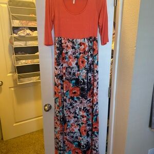 Coral Maternity Maxi Dress